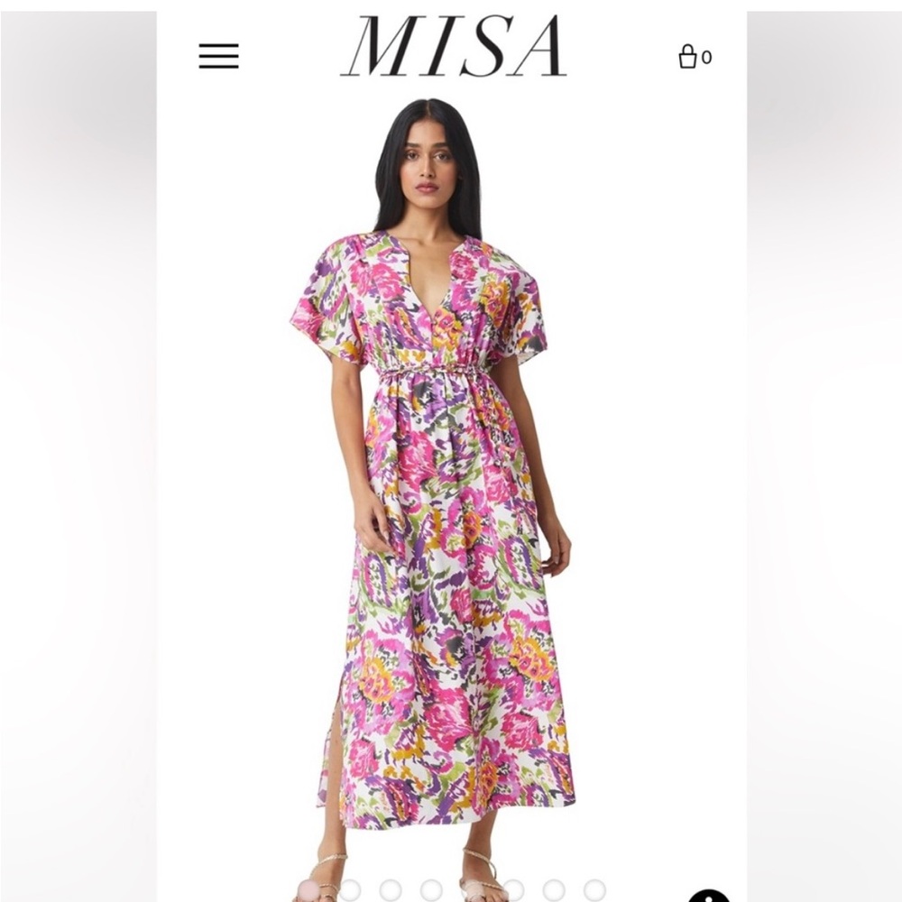 Misa Los Angeles Floral Spring Dress with v neck NWT